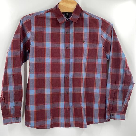 Mountain Hardwear XL Red Blue Plaid Long Sleeve Button Up Shirt - Picture 3 of 4